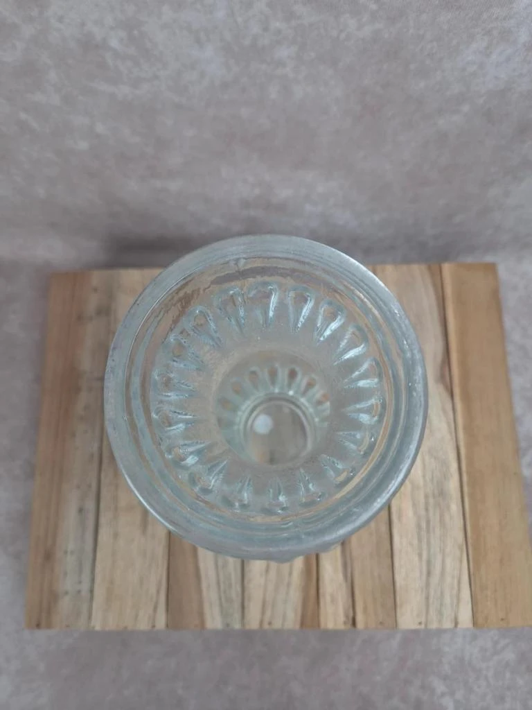 Vaso vintage em vidro prensado moldado fosco anos 50 – Modelo grande com decoração de gotas – photo 6